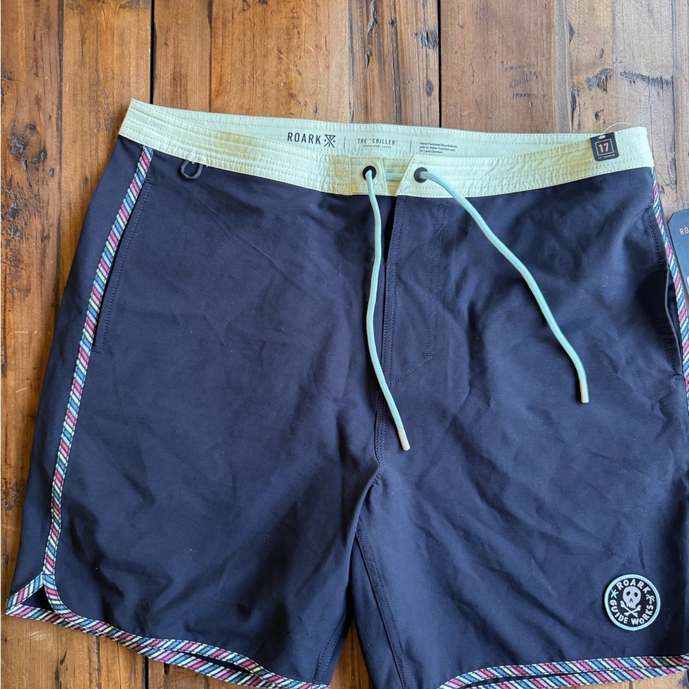 Roark Black Swim Trunks Quick-Dry Elastic Waistband